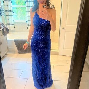 Elegant Blue Sequin Dress